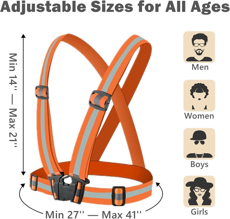 YUNLOVXEE Reflective Strap Safety Vest Gear - 2-10 Pack Adjustable High Visible Reflective Running Gear for Women Men Night - Image 5